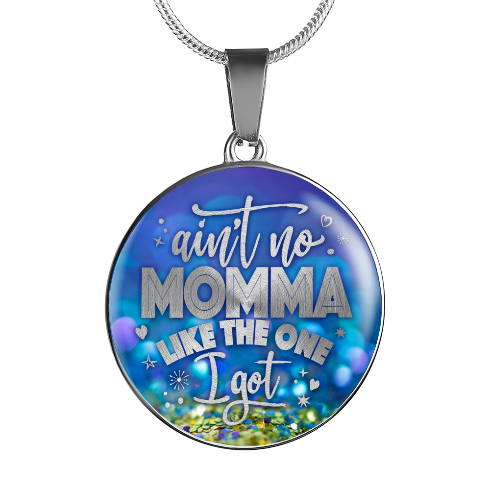 Designs by MyUtopia Shout Out:Aint No Momma Like the One I Got Liquid Glass Engravable Keepsake Necklace,Silver / No,Necklace