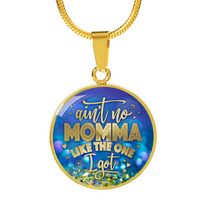 Load image into Gallery viewer, Designs by MyUtopia Shout Out:Aint No Momma Like the One I Got Liquid Glass Engravable Keepsake Necklace,Gold / No,Necklace
