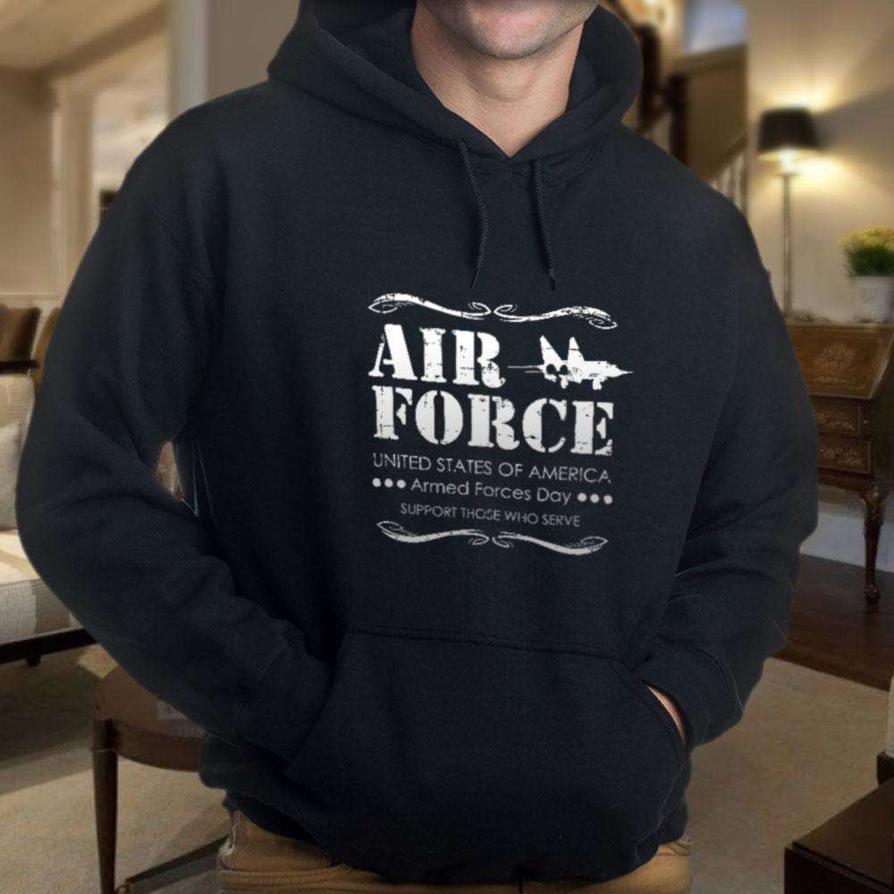 Designs by MyUtopia Shout Out:Air Force Armed Forces Day Support Those Who Serve Core Fleece Pullover Hoodie