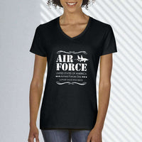 Load image into Gallery viewer, Designs by MyUtopia Shout Out:Air Force Armed Forces Day Support Those Who Serve Ladies&#39; V-Neck T-Shirt
