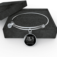 Load image into Gallery viewer, Designs by MyUtopia Shout Out:Air Force Armed Forces Day Support Those Who Serve Personalized Engravable Keepsake Bangle Bracelet,Silver / No,Wire Bracelet
