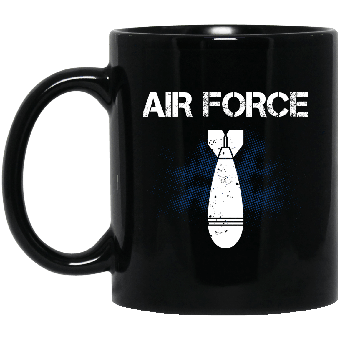 Designs by MyUtopia Shout Out:Air Force Bomb 11 oz. Black Mug,Black / One Size,Drinkware