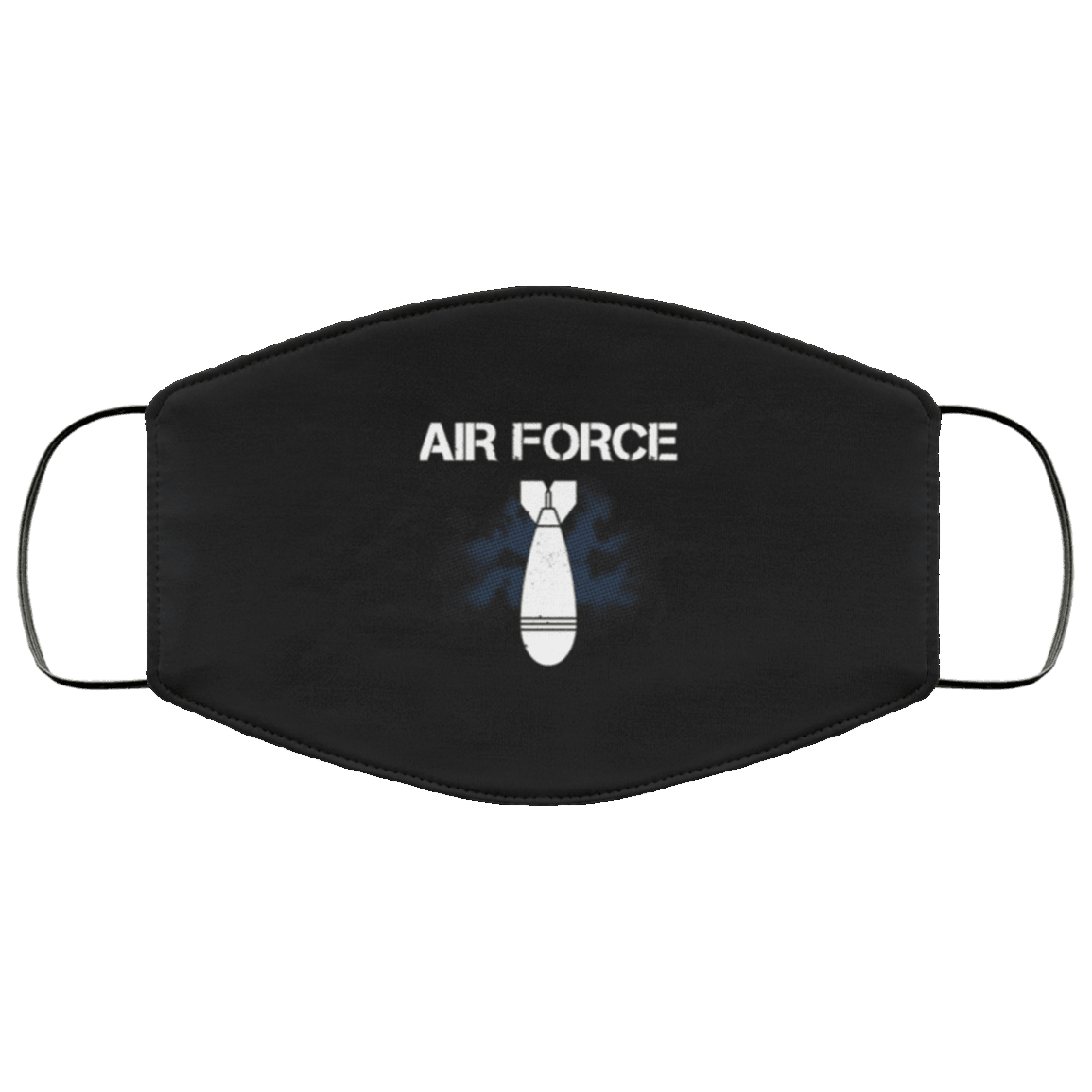 Designs by MyUtopia Shout Out:Air Force Bomb Adult Fabric Face Mask with Elastic Ear Loops,3 Layer Fabric Face Mask / Black / Adult,Fabric Face Mask