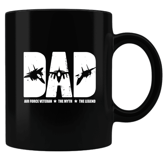 Designs by MyUtopia Shout Out:Air Force Dad Black Ceramic Coffee Mug