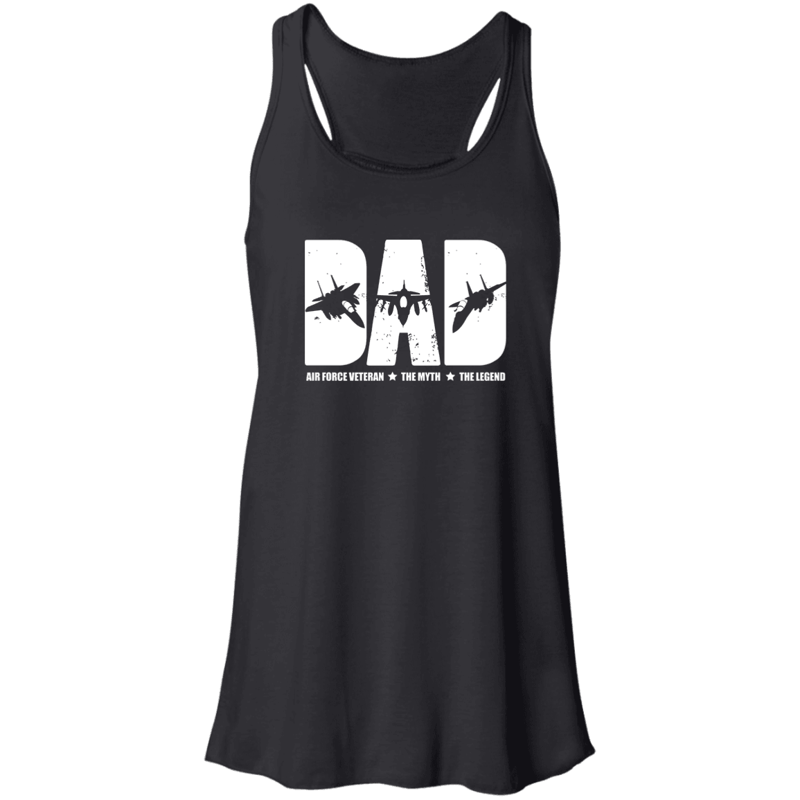 Designs by MyUtopia Shout Out:Air Force Dad Flowy Racerback Ladies Tank,X-Small / Black,Tank Tops