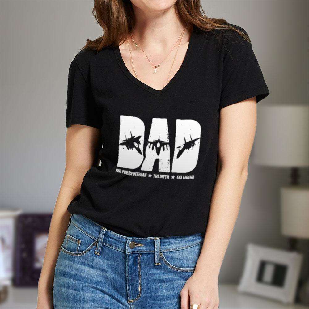 Designs by MyUtopia Shout Out:Air Force Dad Ladies' V-Neck T-Shirt