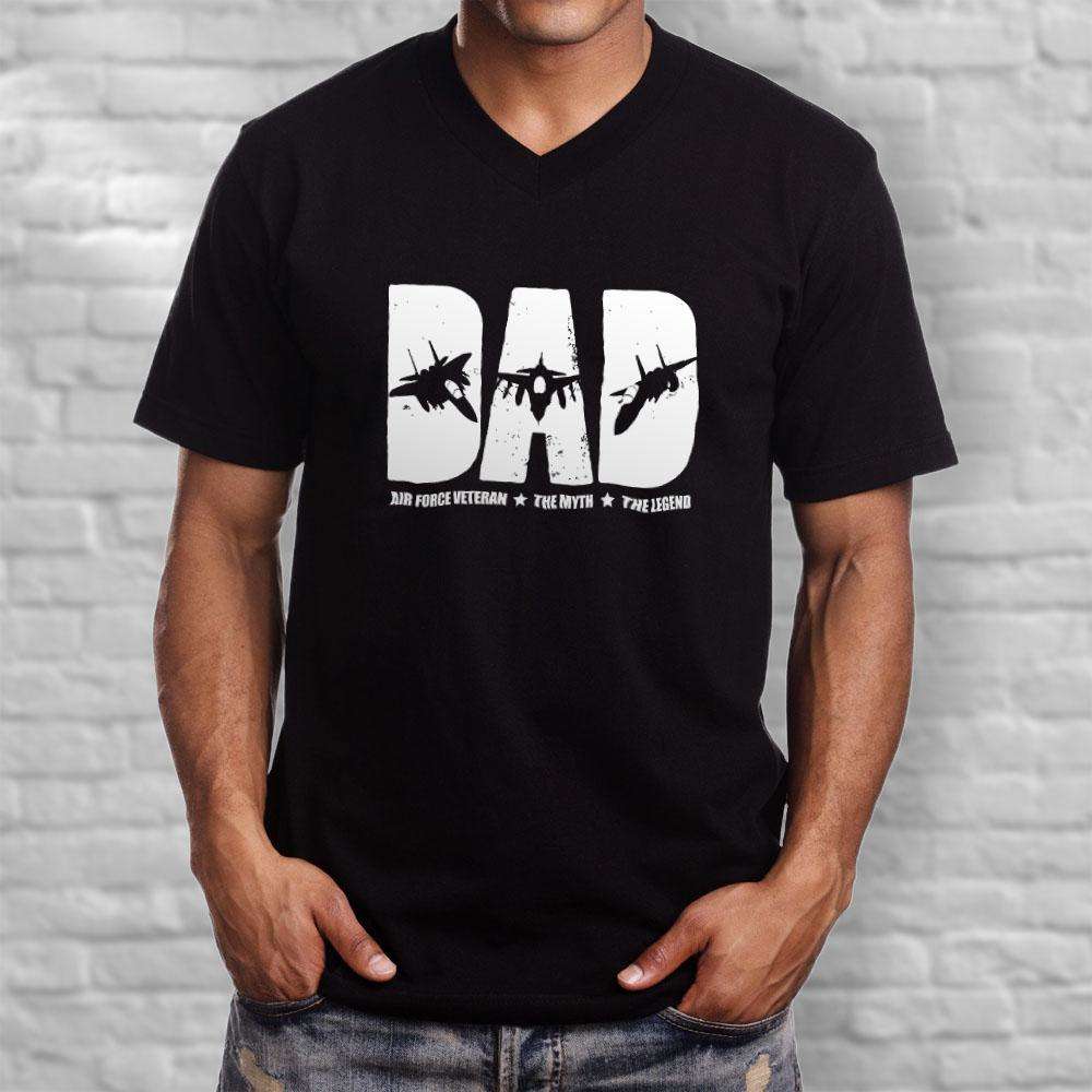 Designs by MyUtopia Shout Out:Air Force Dad Men's Printed V-Neck T-Shirt