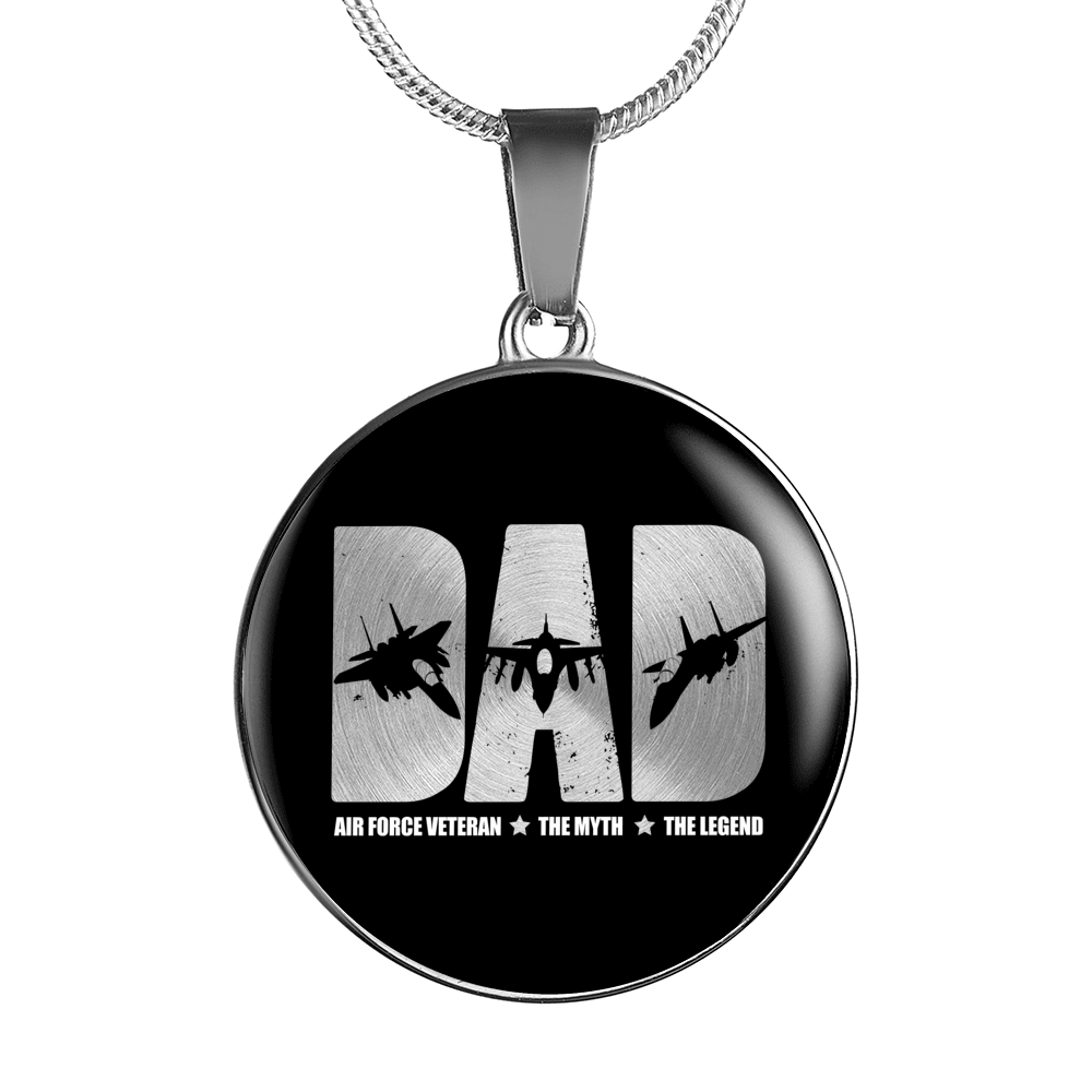 Designs by MyUtopia Shout Out:Air Force Dad Personalized Engravable Keepsake Necklace,Silver / No,Necklace