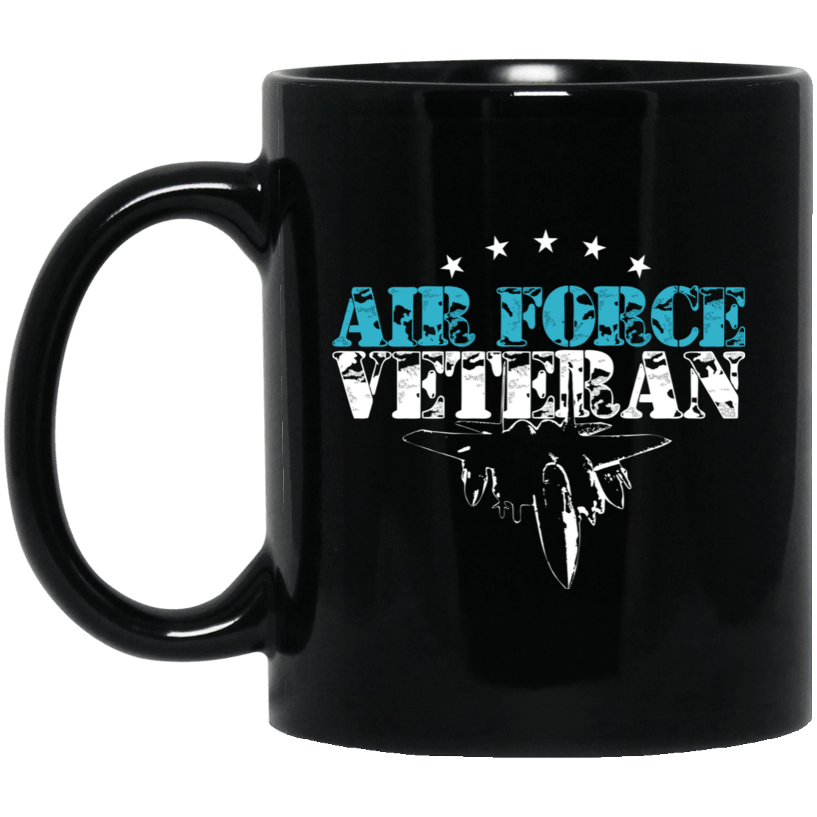 Designs by MyUtopia Shout Out:Air Force Veteran 11 oz. Ceramic Coffee Mug - Black,Black / One Size,Drinkware