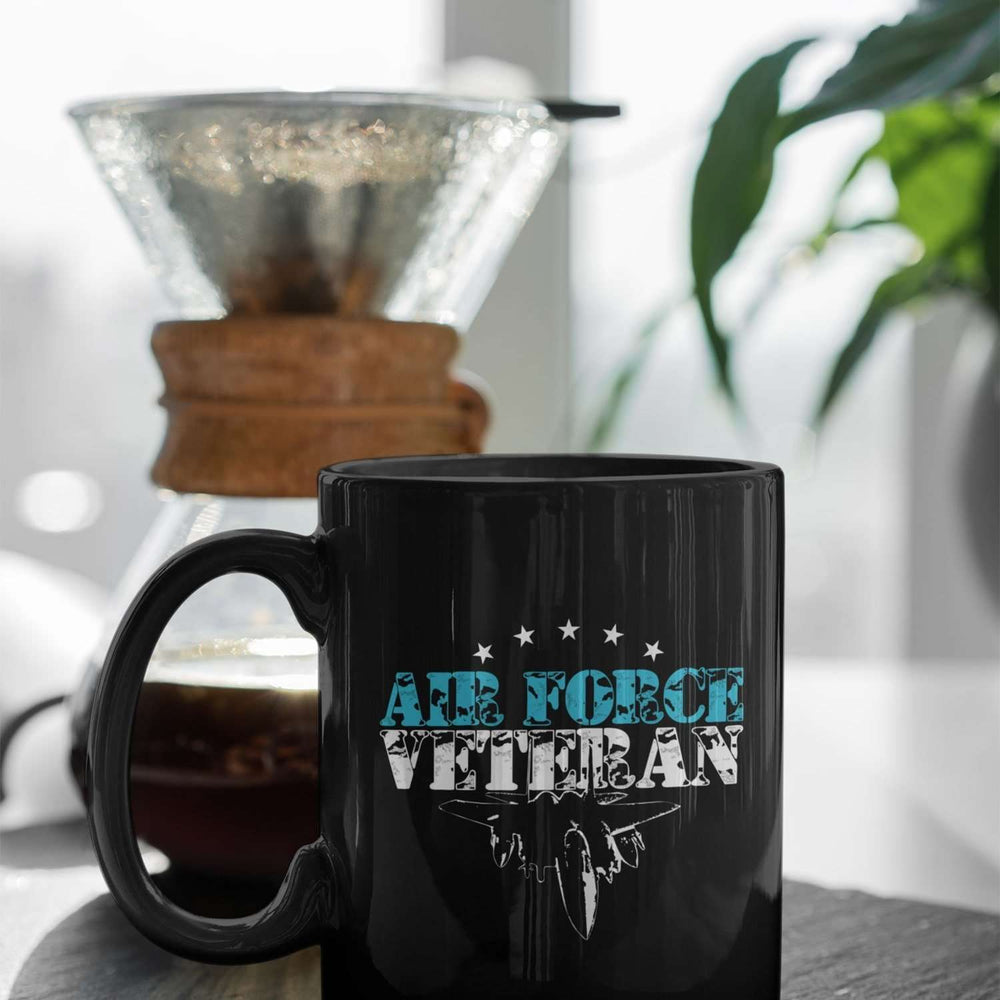 Designs by MyUtopia Shout Out:Air Force Veteran Ceramic Coffee Mug - Black,11 oz / Black,Ceramic Coffee Mug