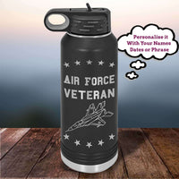 Load image into Gallery viewer, Designs by MyUtopia Shout Out:Air Force Veteran Custom Engraved Personalized 32 oz Polar Camel Water Bottle - Stainless Steel
