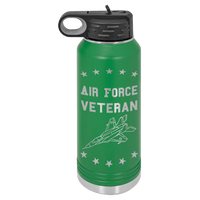 Load image into Gallery viewer, Designs by MyUtopia Shout Out:Air Force Veteran Custom Engraved Personalized 32 oz Polar Camel Water Bottle - Stainless Steel,Green / 32oz,Polar Camel - 32oz Water Bottle
