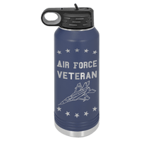 Load image into Gallery viewer, Designs by MyUtopia Shout Out:Air Force Veteran Custom Engraved Personalized 32 oz Polar Camel Water Bottle - Stainless Steel,Navy / 32oz,Polar Camel - 32oz Water Bottle
