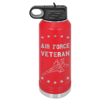 Load image into Gallery viewer, Designs by MyUtopia Shout Out:Air Force Veteran Custom Engraved Personalized 32 oz Polar Camel Water Bottle - Stainless Steel,Red / 32oz,Polar Camel - 32oz Water Bottle
