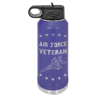 Load image into Gallery viewer, Designs by MyUtopia Shout Out:Air Force Veteran Custom Engraved Personalized 32 oz Polar Camel Water Bottle - Stainless Steel,Purple / 32oz,Polar Camel - 32oz Water Bottle
