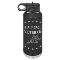 Load image into Gallery viewer, Designs by MyUtopia Shout Out:Air Force Veteran Custom Engraved Personalized 32 oz Polar Camel Water Bottle - Stainless Steel,Black / 32oz,Polar Camel - 32oz Water Bottle
