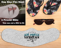 Load image into Gallery viewer, Designs by MyUtopia Shout Out:Air Force Veteran Flat Fabric Face Scarf / Bandana / Face Mask,Athletic Heather / One Size - Trim To Fit,Fabric Face Mask

