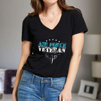 Load image into Gallery viewer, Designs by MyUtopia Shout Out:Air Force Veteran Ladies&#39; V-Neck T-Shirt

