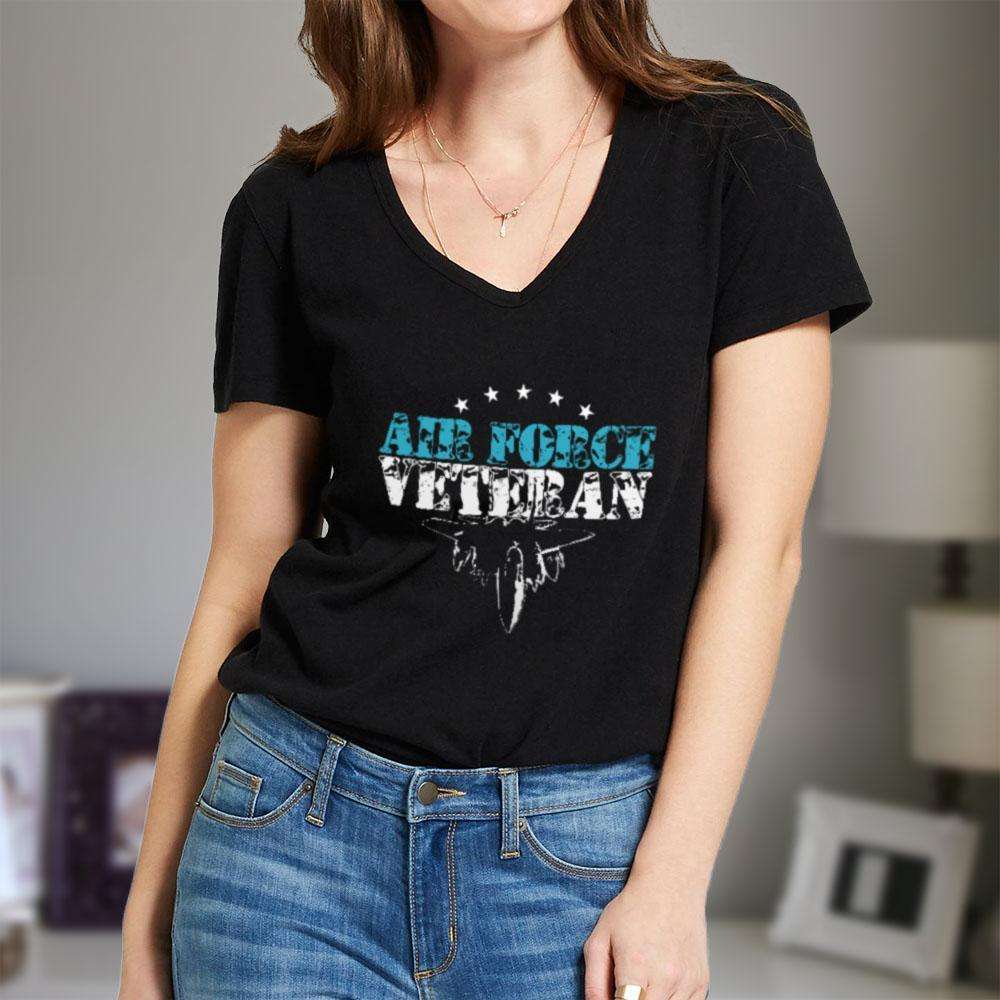 Designs by MyUtopia Shout Out:Air Force Veteran Ladies' V-Neck T-Shirt