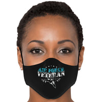 Load image into Gallery viewer, Designs by MyUtopia Shout Out:Air Force Veteran USAF Jet Fitted Face Mask with Adjustable Ear Loops
