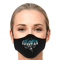 Load image into Gallery viewer, Designs by MyUtopia Shout Out:Air Force Veteran USAF Jet Fitted Face Mask with Adjustable Ear Loops

