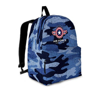 Load image into Gallery viewer, Designs by MyUtopia Shout Out:Air Force Wings Backpack,Large (18 x 14 x 8 inches) / Adult (Ages 13+) / Blue Camo,Backpacks
