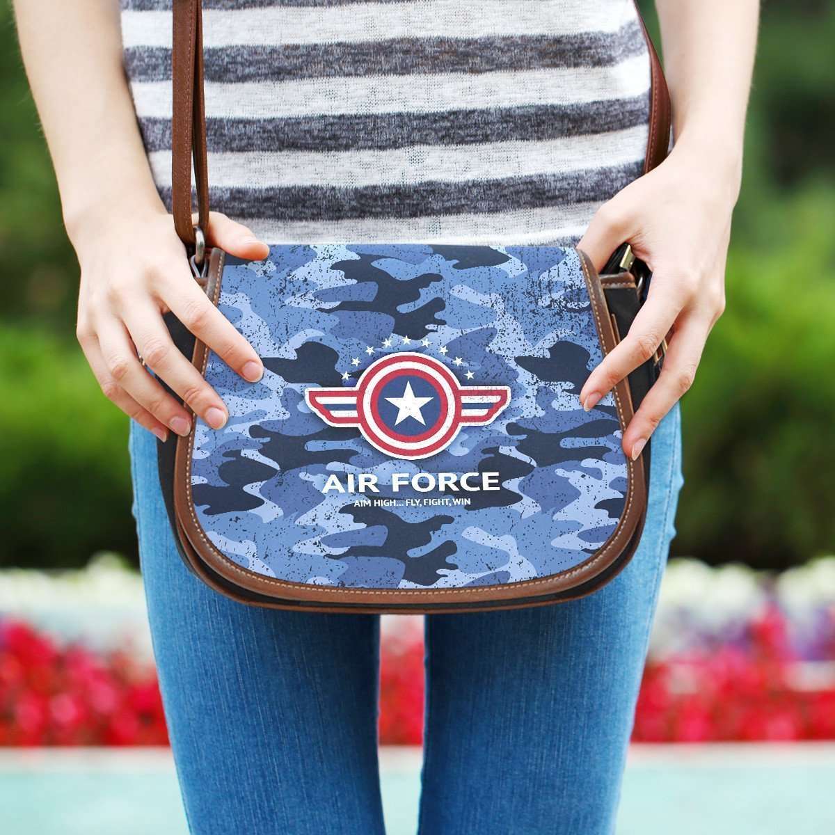 Designs by MyUtopia Shout Out:Air Force Wings Canvas Saddlebag Style Crossbody Purse