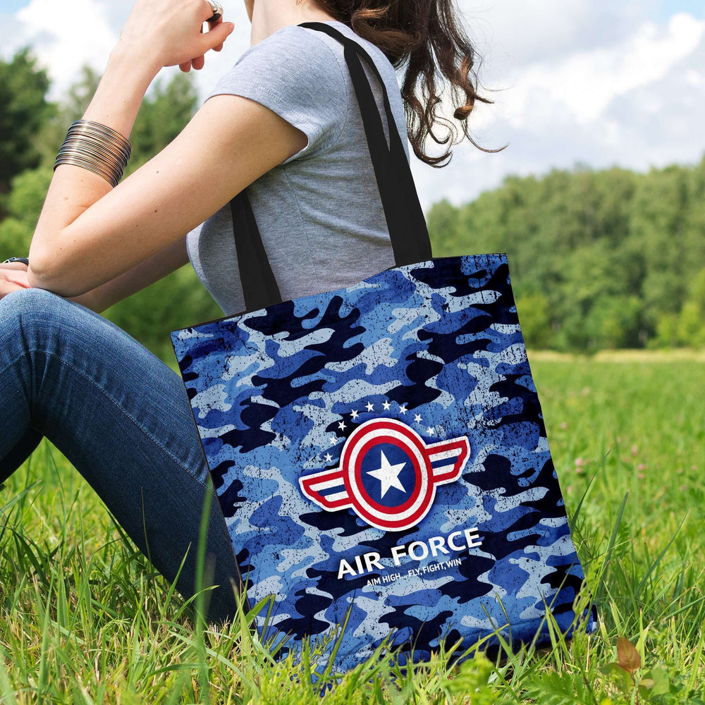 Designs by MyUtopia Shout Out:Air Force Wings Fabric Totebag Reusable Shopping Tote