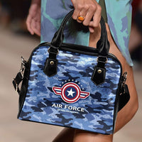 Load image into Gallery viewer, Designs by MyUtopia Shout Out:Air Force Wings Faux Leather Handbag with Shoulder Strap
