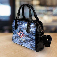 Load image into Gallery viewer, Designs by MyUtopia Shout Out:Air Force Wings Faux Leather Handbag with Shoulder Strap
