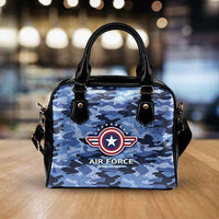 Load image into Gallery viewer, Designs by MyUtopia Shout Out:Air Force Wings Faux Leather Handbag with Shoulder Strap

