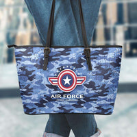 Load image into Gallery viewer, Designs by MyUtopia Shout Out:Air Force Wings Faux Leather Totebag Purse,Large (11 x 17 x 6) / Blue Camo,tote bag purse
