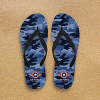 Load image into Gallery viewer, Designs by MyUtopia Shout Out:Air Force Wings Flip Flops,Men&#39;s / Men&#39;s Small (US 7-8 /EU 40-42) / Blue Camo,Flip Flops
