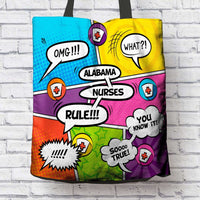Load image into Gallery viewer, Designs by MyUtopia Shout Out:Alabama Comic Nurse Fabric Totebag Reusable Shopping Tote
