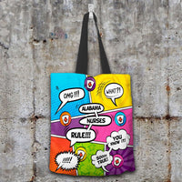 Load image into Gallery viewer, Designs by MyUtopia Shout Out:Alabama Comic Nurse Fabric Totebag Reusable Shopping Tote
