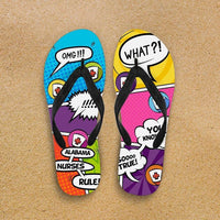 Load image into Gallery viewer, Designs by MyUtopia Shout Out:Alabama Comic Nurse Flip-Flops,Women&#39;s / Women&#39;s Small (US 5-6 /EU 35-37) / Multicolor,Flip Flops
