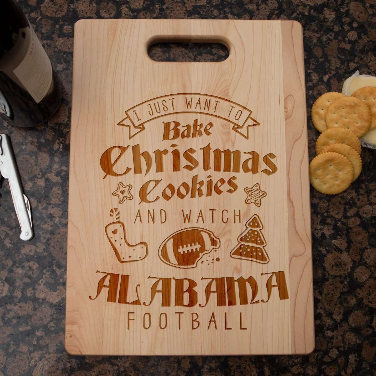 Designs by MyUtopia Shout Out:Alabama Football Christmas Engraved Cutting Board