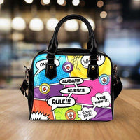 Load image into Gallery viewer, Designs by MyUtopia Shout Out:Alabama Nurses Rule! Comic Strip Faux Leather Handbag with Shoulder Strap

