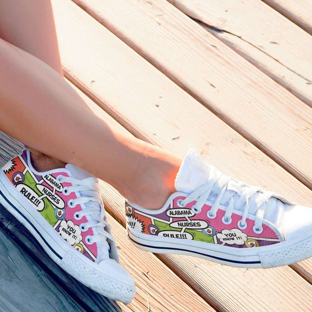 Designs by MyUtopia Shout Out:Alabama Nurses Rule! Comic Strip Lowtop Shoes,Women's / Women's US6 (EU36) / Multicolor,Lowtop Shoes