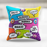 Load image into Gallery viewer, Designs by MyUtopia Shout Out:Alabama Nurses Rule! Comic Strip Pillowcase
