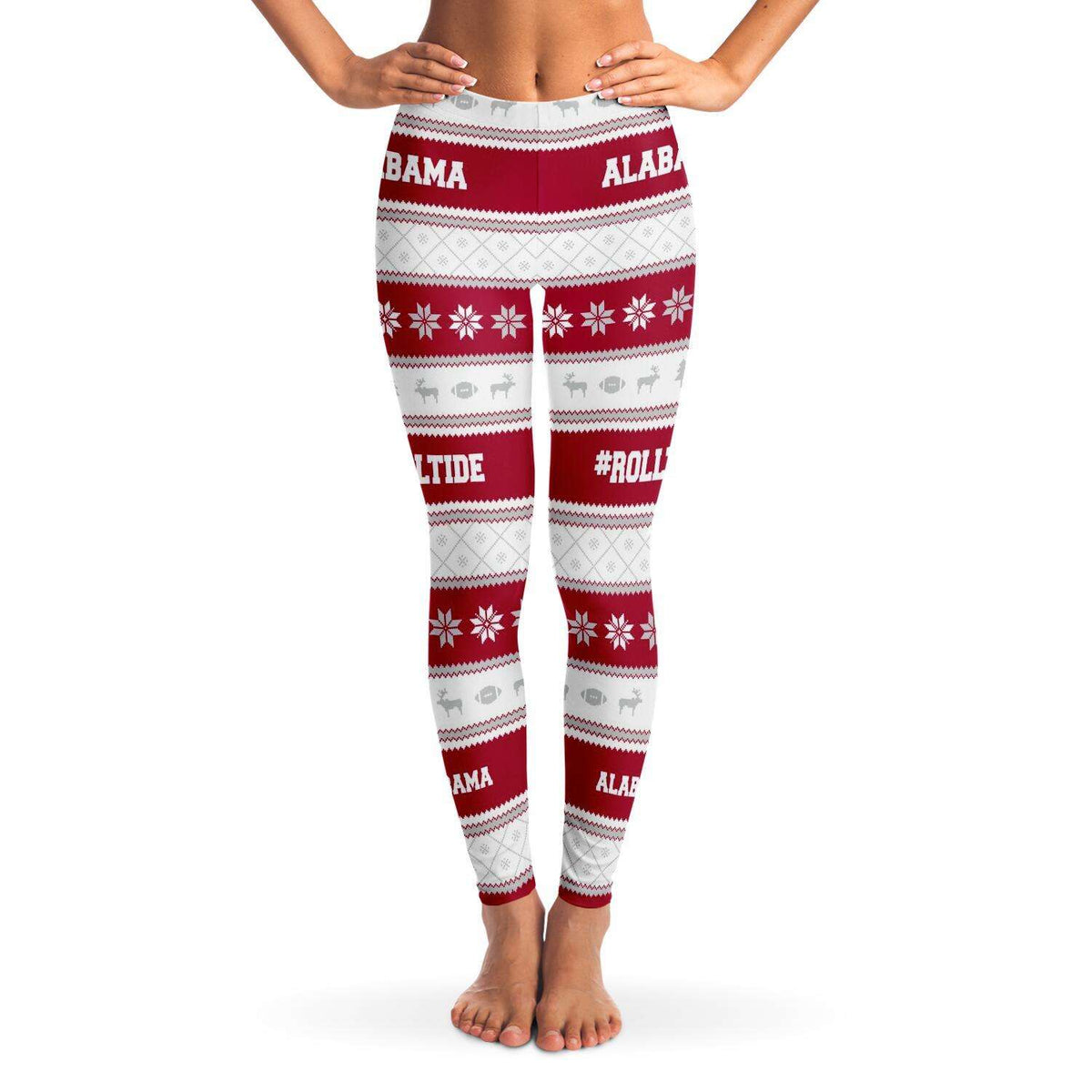 Designs by MyUtopia Shout Out:Alabama #RollTide Fashion Leggings,XS / Red/White,Leggings - AOP