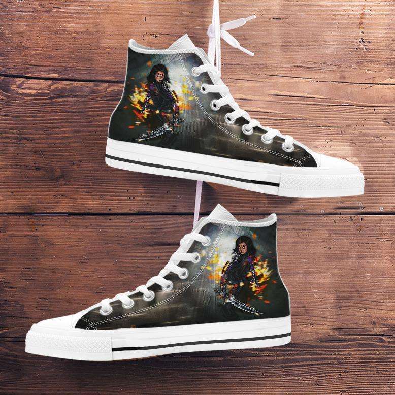 Designs by MyUtopia Shout Out:Alita Battle Angel Canvas High Top Shoes