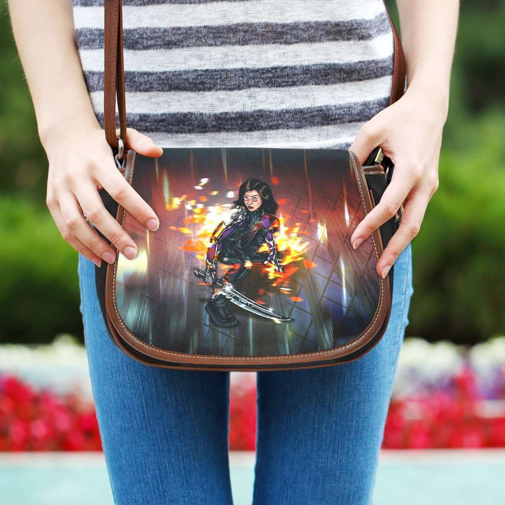 Designs by MyUtopia Shout Out:Alita Battle Angel Canvas Saddlebag Style Crossbody Purse