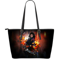 Load image into Gallery viewer, Designs by MyUtopia Shout Out:Alita Battle Angel Faux Leather Totebag Purse,Large (11 T x 17 x 6) inches / Black,tote bag purse
