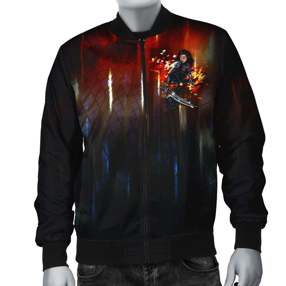 Designs by MyUtopia Shout Out:Alita Battle Angel Men's Bomber Jacket,S / Black,Bomber Jacket