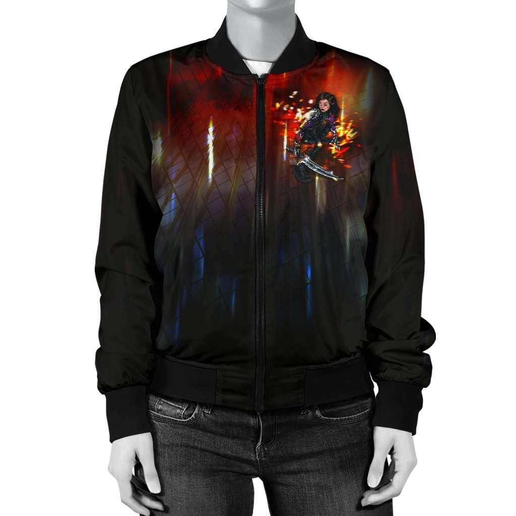 Designs by MyUtopia Shout Out:Alita Battle Angel Women's Bomber Jacket,S / Black,Bomber Jacket