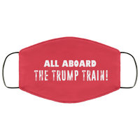 Load image into Gallery viewer, Designs by MyUtopia Shout Out:All Aboard The Trump Train Adult Fabric Face Mask with Elastic Ear Loops,3 Layer Fabric Face Mask / Red / Adult,Fabric Face Mask
