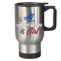 Load image into Gallery viewer, Designs by MyUtopia Shout Out:All American Girl 14 oz Stainless Steel Travel Coffee Mug w. Twist Close Lid,Stainless / 14 oz,Travel Mug
