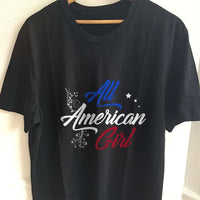 Load image into Gallery viewer, Designs by MyUtopia Shout Out:All American Girl Adult Unisex T-Shirt,S / Black,Adult Unisex T-Shirt
