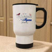 Load image into Gallery viewer, Designs by MyUtopia Shout Out:All American Mama 14 oz Stainless Steel Travel Coffee Mug w. Twist Close Lid,White / 14 oz,Travel Mug

